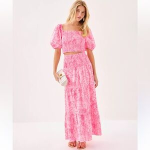 NWT Lilly Pulitzer 2 pc Ashton Maxi Set CONCH SHELL PINK Sz. 16 SOLD OUT $278